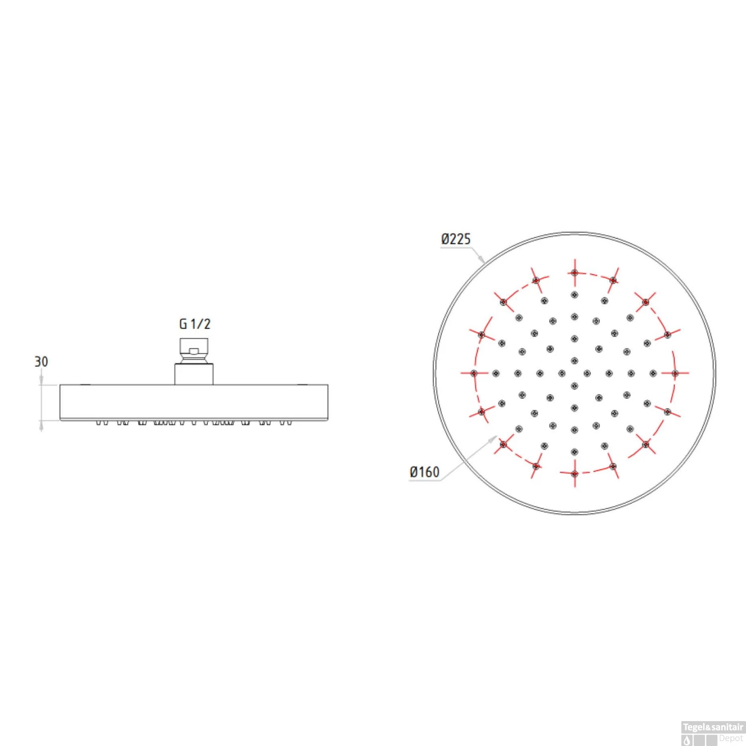 Hoofddouche Lagoo Nesso 22,5 Cm RVS Geborsteld Goud - Afbeelding 2