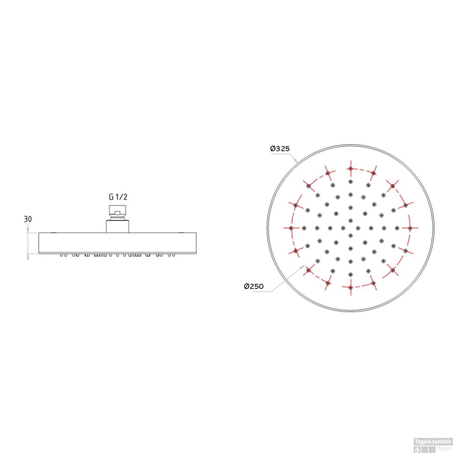Hoofddouche Lagoo Nesso 32,5 Cm RVS Geborsteld Koper - Afbeelding 2