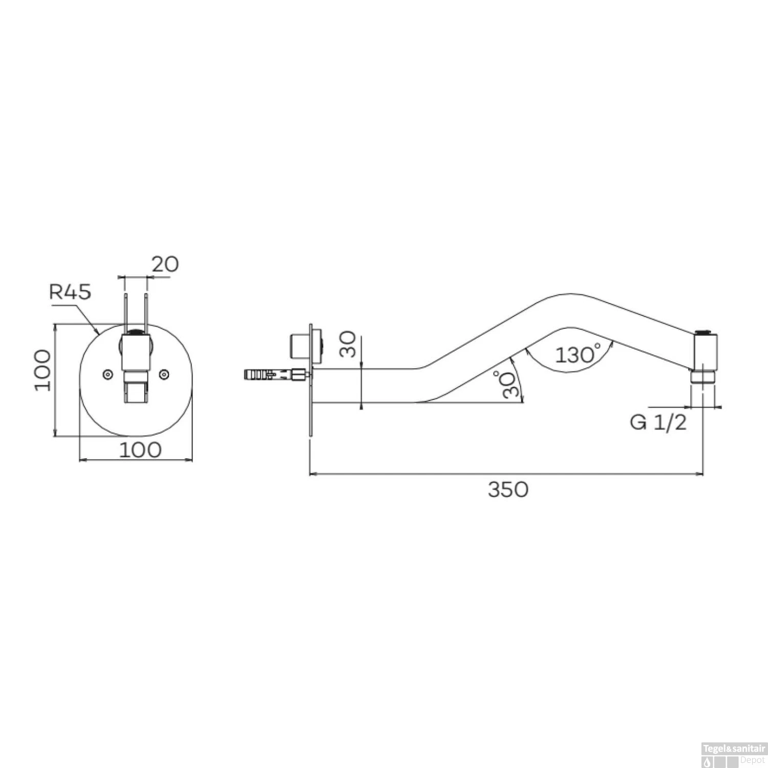 Wandarm Lux Lagoo Nesso 35 Cm RVS Geborsteld Koper PVD - Afbeelding 2