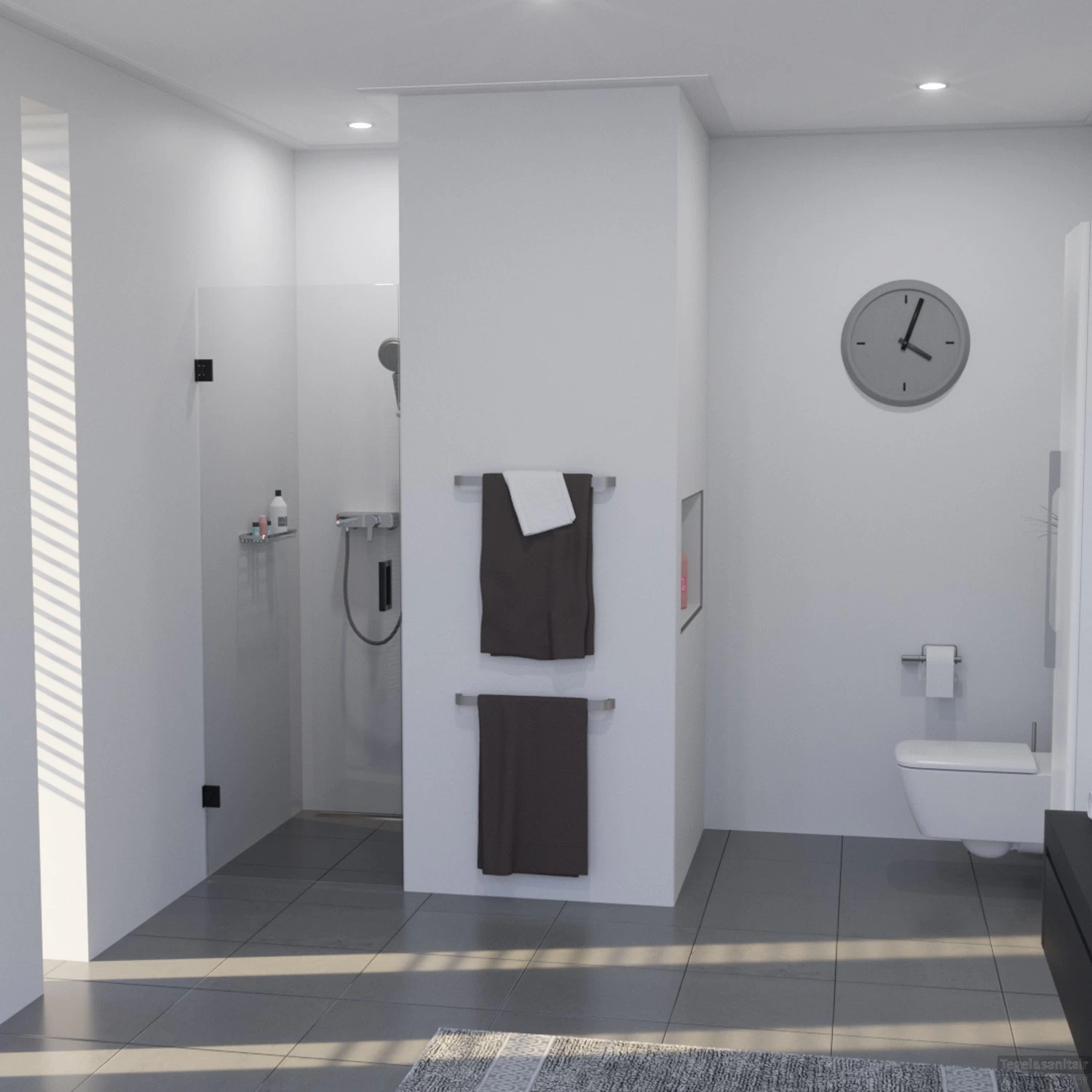 BWS Douchedeur | Medena | Profielloos | 80x200cm | Scharnieren Zwart | Nisdeur - Afbeelding 3