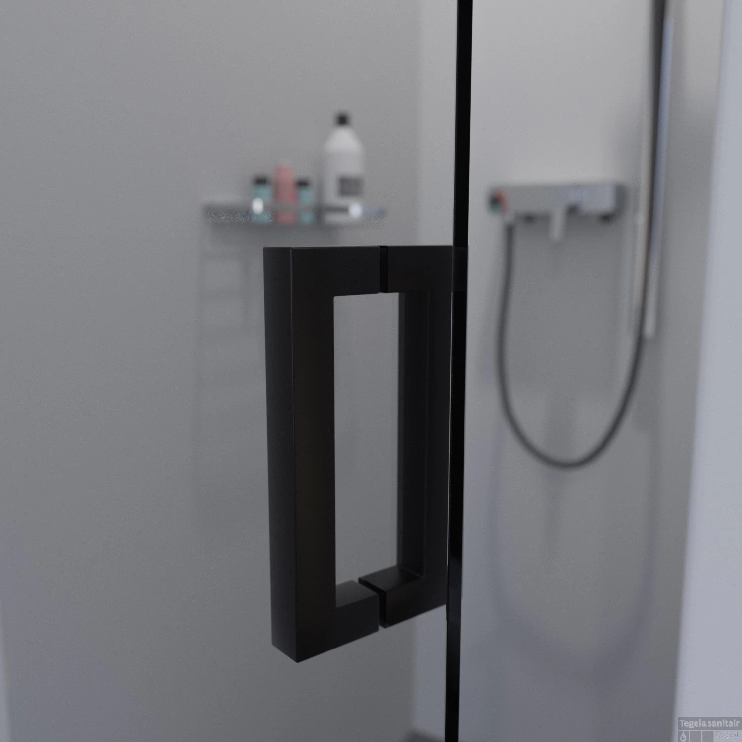 BWS Douchedeur | Medena | Profielloos | 80x200cm | Scharnieren Zwart | Nisdeur - Afbeelding 5