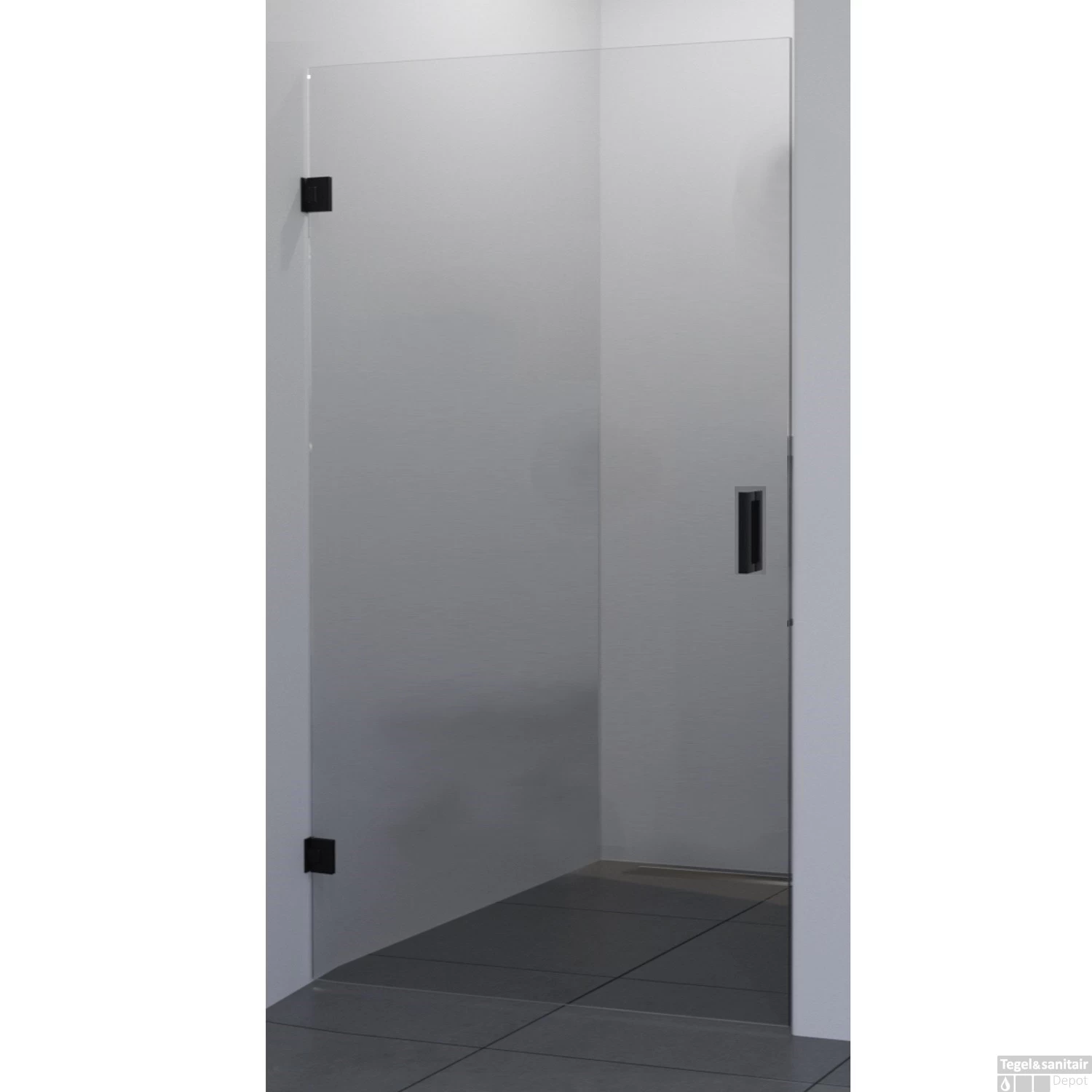 BWS Douchedeur | Medena | Profielloos | 80x200cm | Scharnieren Zwart | Nisdeur - Afbeelding 6