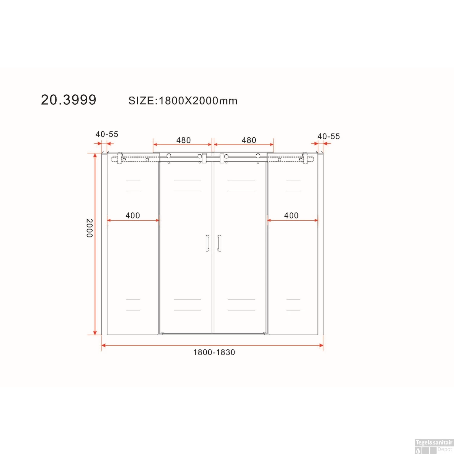 BWS Nisdeur Schuifbaar 4-Delig 180x200 Cm 8 Mm Nano Coating - Afbeelding 5
