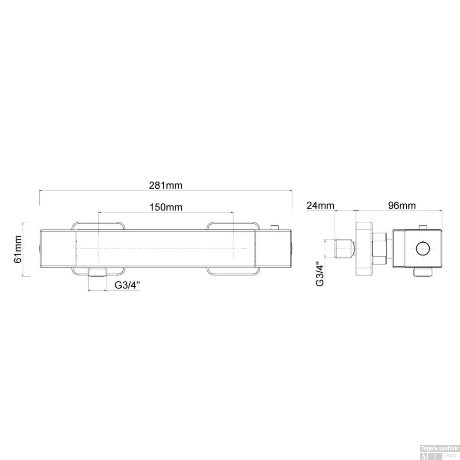 Opbouw Douchekraan Boss & Wessing Brilliant Thermostatisch Chroom - Afbeelding 2
