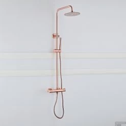 Opbouw Regendouche Set Boss & Wessing Copper Thermostatisch Staaf Handdouche Geborsteld Koper 20 Cm