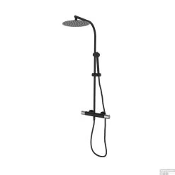 Opbouw Regendouche Set GRB Aura Ronde Douchekop Ø25 Cm En Staaf Handdouche Zwart