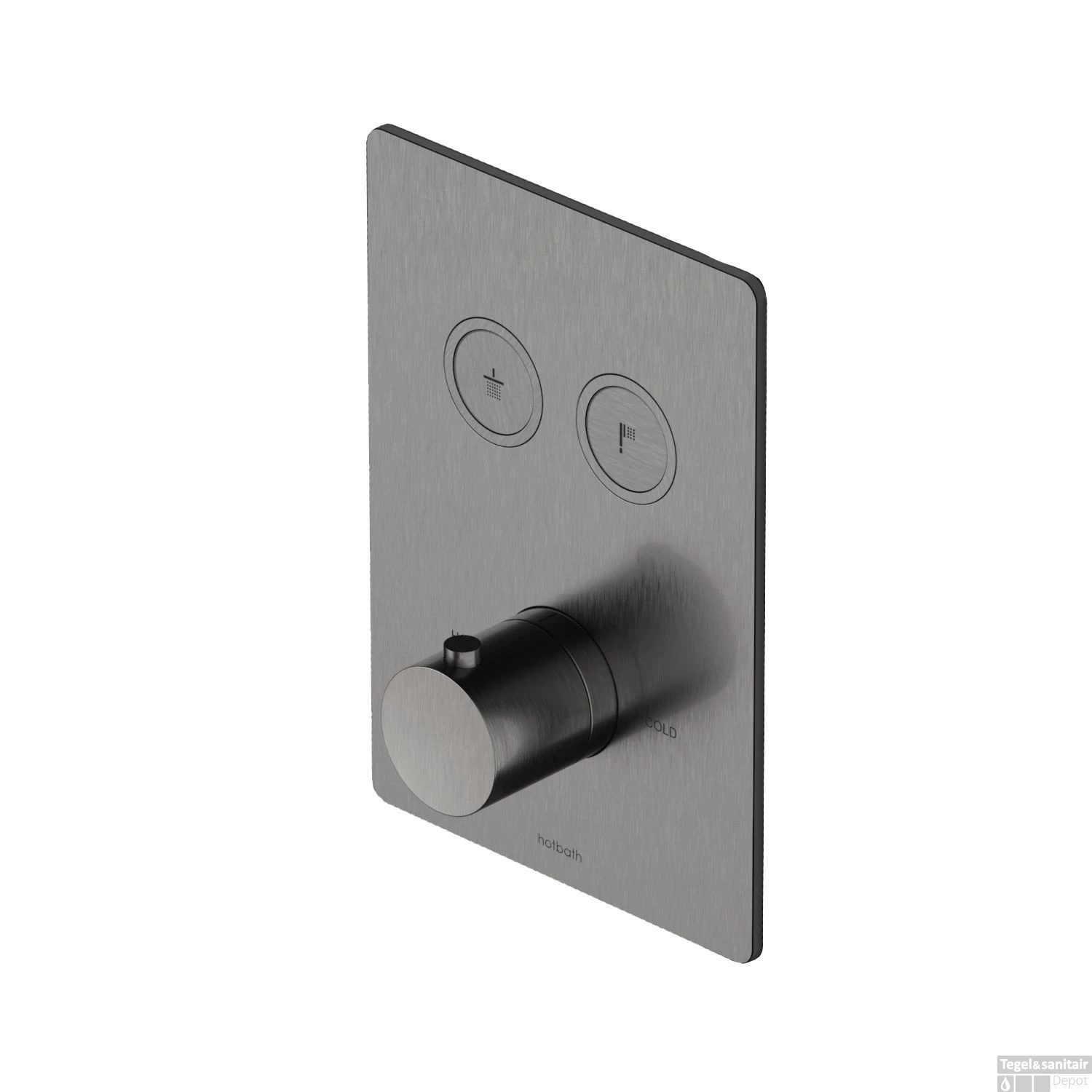 Douchethermostaat Hotbath Cobber Inbouw 2 Pushbuttons Vierkant Verouderd IJzer (excl. Inbouwdeel)