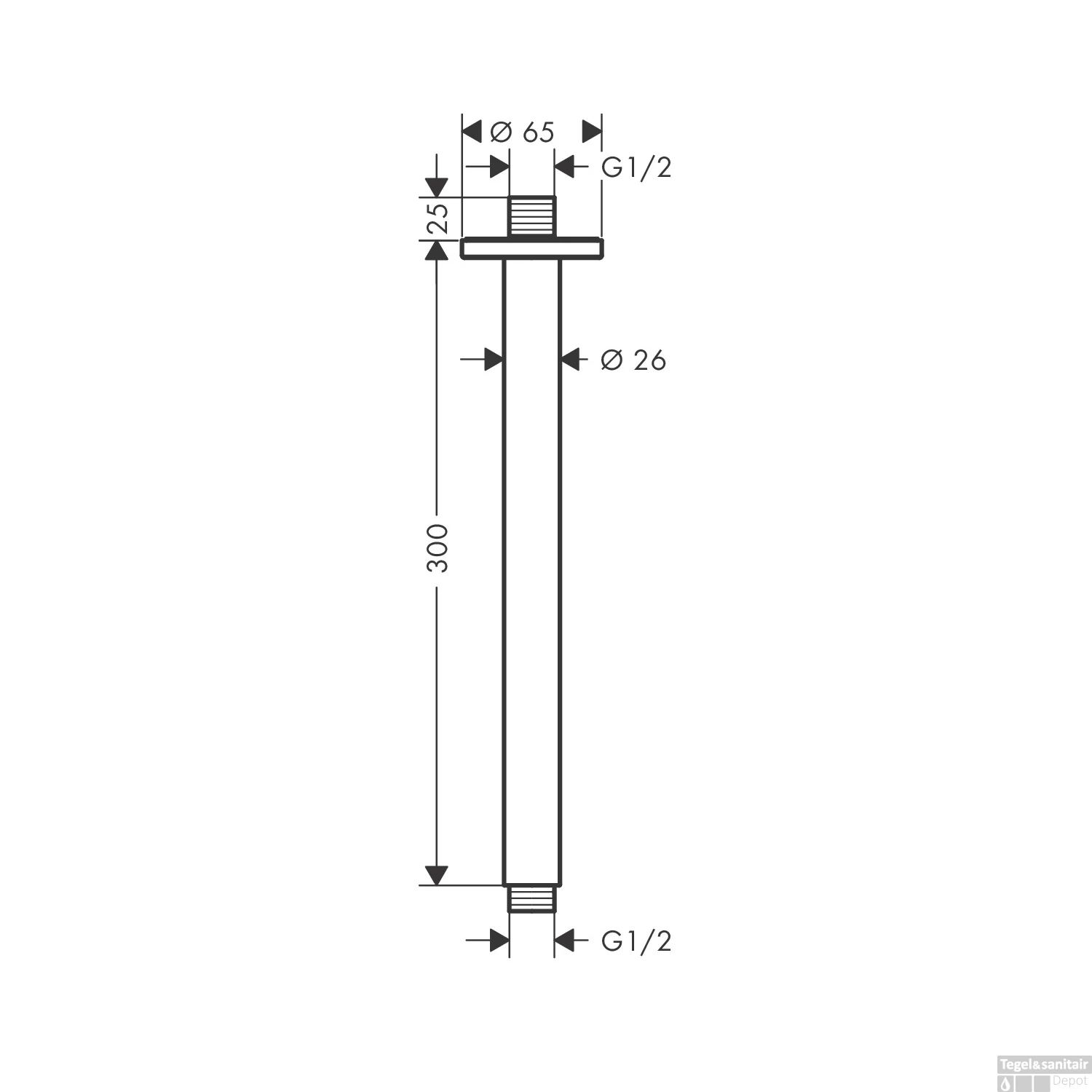 Plafond Aansluiting HansGrohe Vernis Blend 300MM Chroom - Afbeelding 2