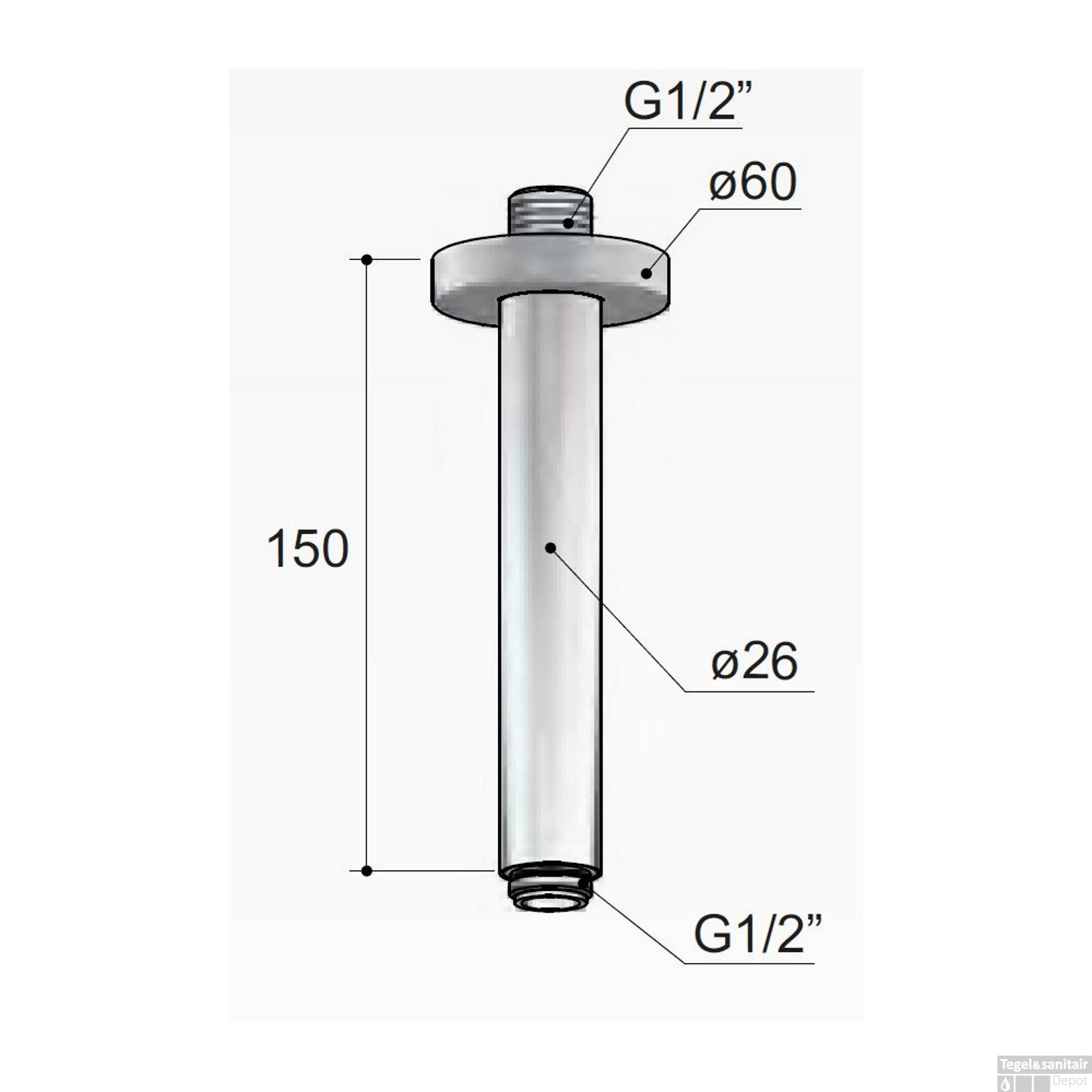 Plafonduitloop Hotbath Mate 15 Cm Rond Chroom - Afbeelding 2