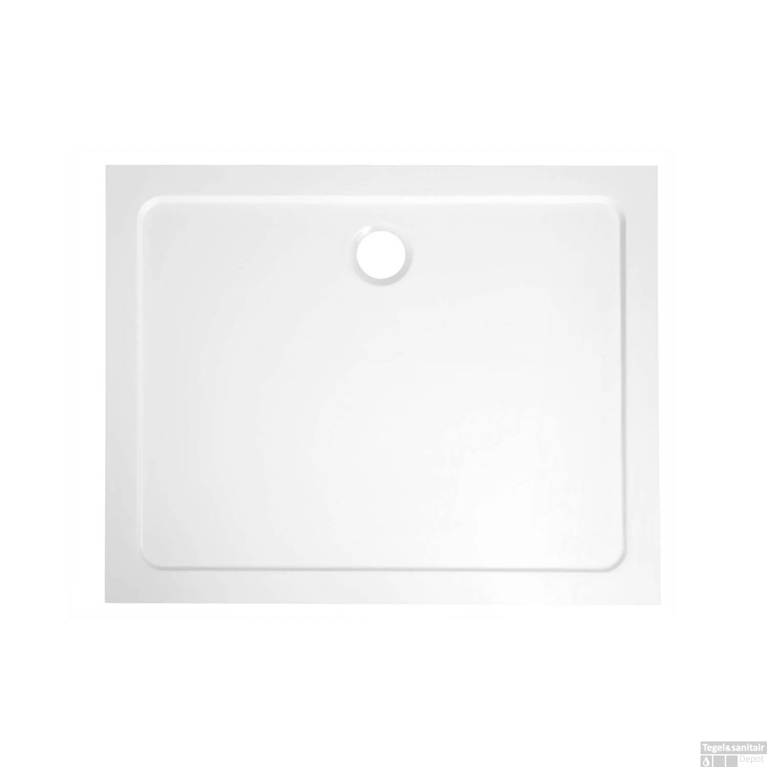 Douchebak Gegoten Marmer Sapho Aqualine 100x80x3 Cm Rechthoek Wit