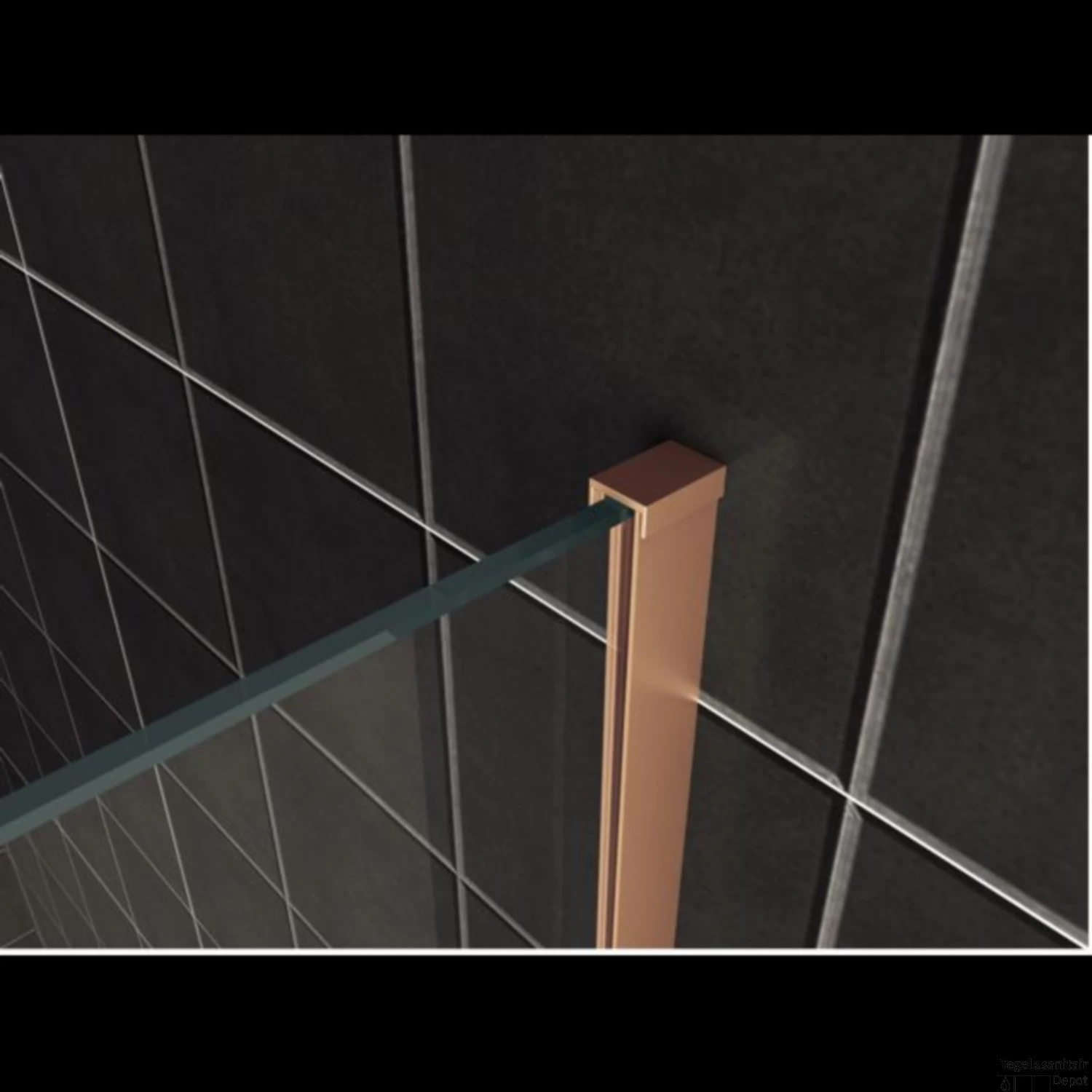 BWS Inloopdouche Pro Line Middenband 90x200 Geborsteld Messing Koper Profiel En Stang - Afbeelding 6