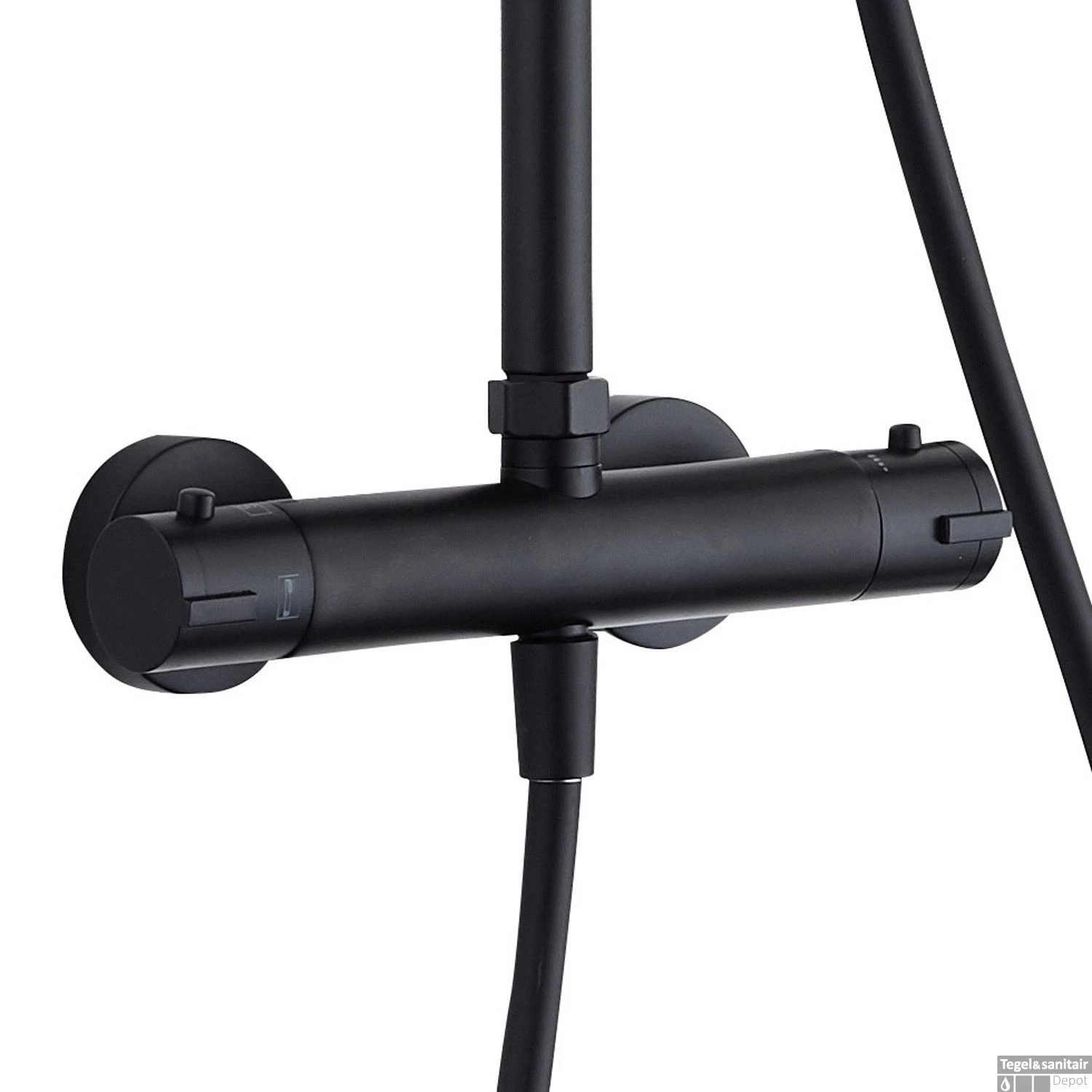 Opbouw Regendouche Set Boss & Wessing Lusso Thermostatisch Hoofddouche 30 Cm Rond Mat Zwart - Afbeelding 4