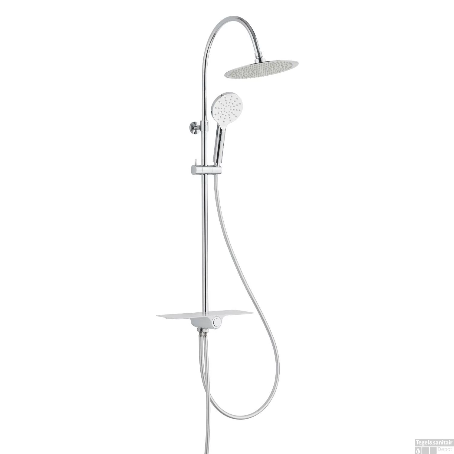 Regendouche Opbouwset Schutte Aquastar 3 Functies Rond Met Planchet Chroom Wit