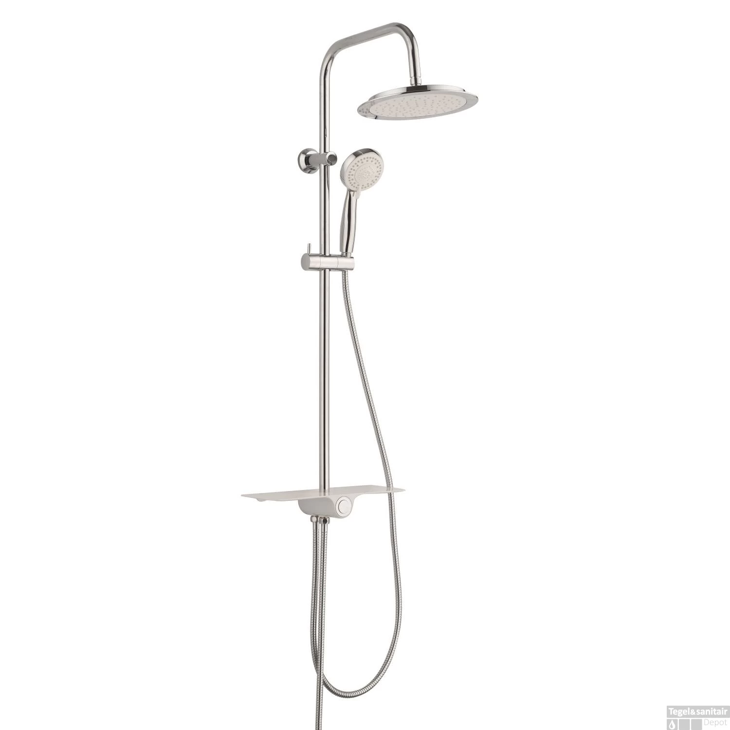 Regendouche Opbouwset Schutte Aquastar 5 Functies Met Planchet Chroom Wit