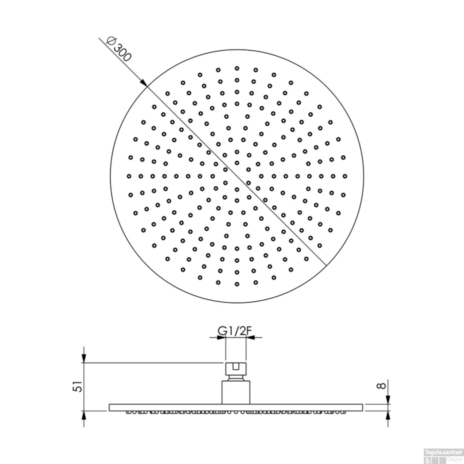 Regendouchekop Salenzi Giro 30 Cm Mat Zwart - Afbeelding 2