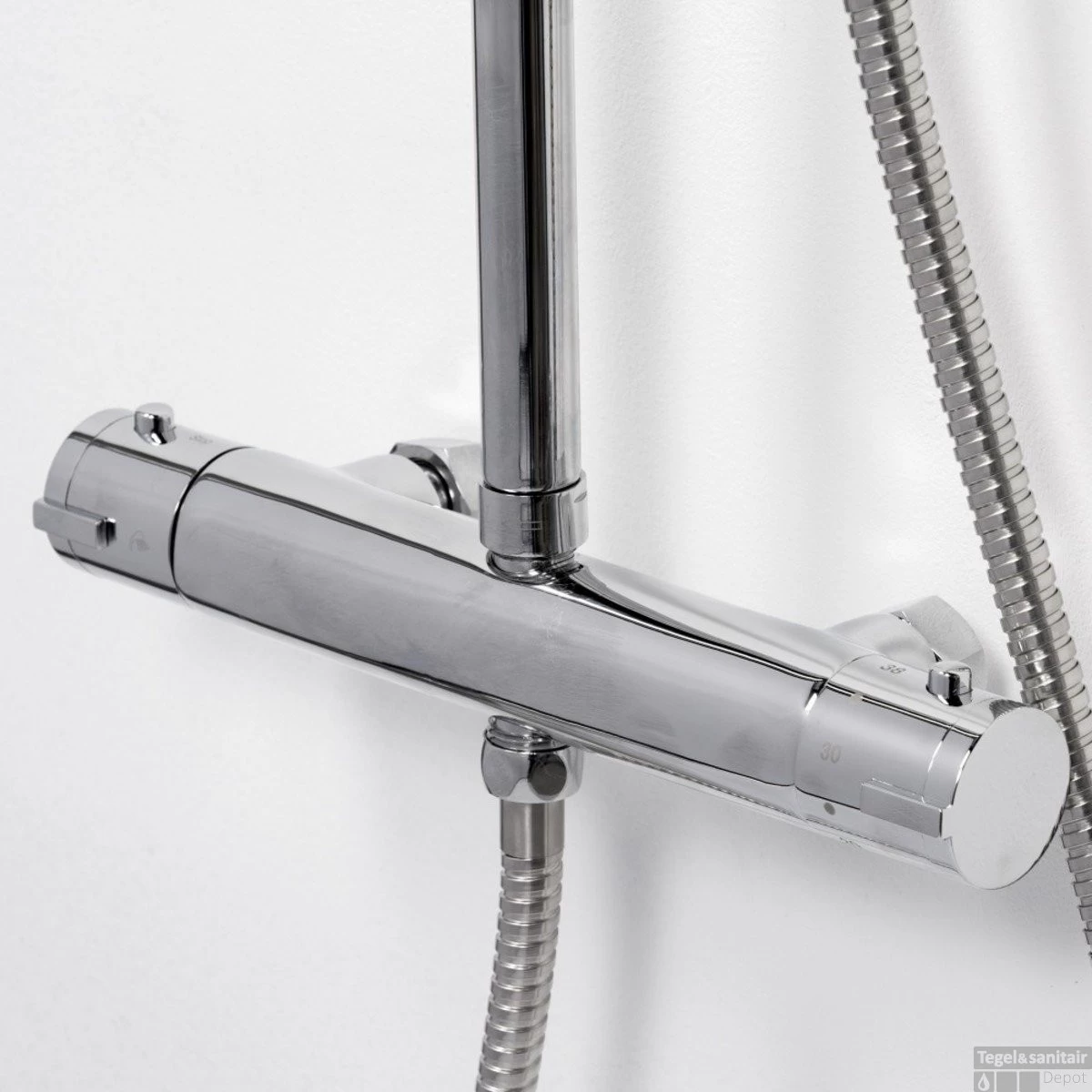 Regendoucheset Opbouw Aqualux Mono 140 Cm Met Thermostaatkraan Chroom - Afbeelding 2