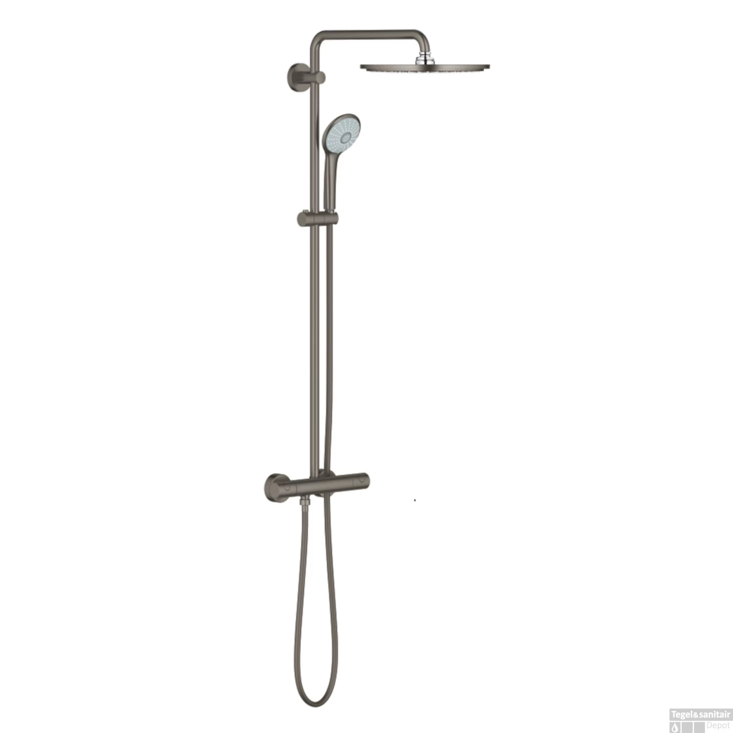 Regendoucheset Grohe Euphoria System Met Opbouw Thermostaatkraan Hard Graphite Geborsteld