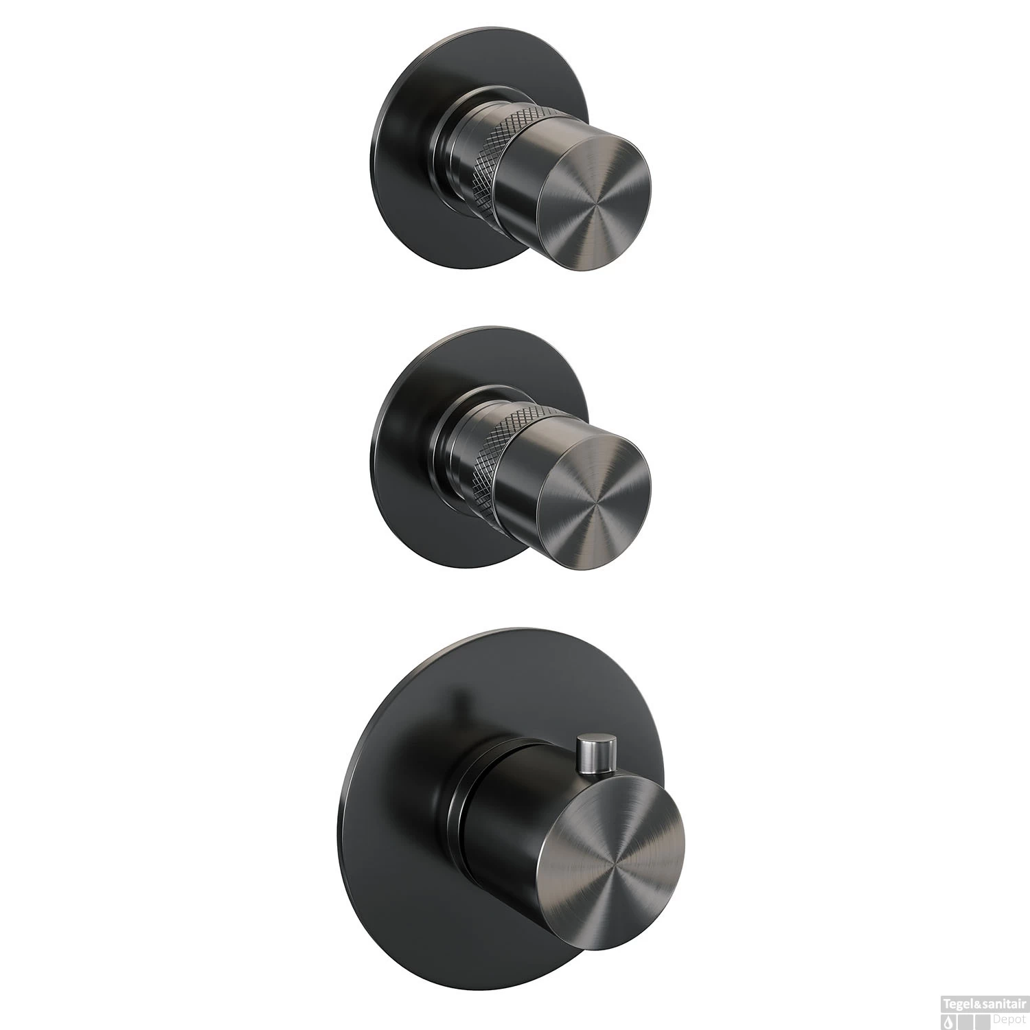 Regendoucheset Inbouw Brauer Gunmetal Edition Thermostatisch 30cm Met Plafondarm En Handdouche 3-Standen Losse Stopkranen Geborsteld Gunmetal - Afbeelding 4