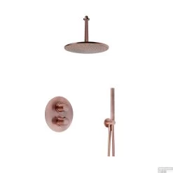 Regendoucheset Inbouw Salenzi Giro R Plafond Uitloop Gegalvaniseerd Geborsteld Koper 20 Cm