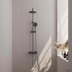 Regendoucheset Opbouw Brauer Gunmetal Edition 20 Cm Thermostatisch Met Handdouche 3-Standen Geborsteld Gunmetal