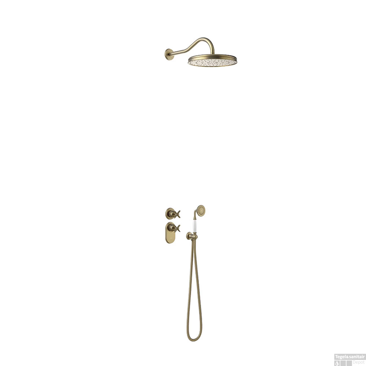 Regendoucheset Tres Clasic Thermostatische Inbouw 2-Wegs Verouderd Messing