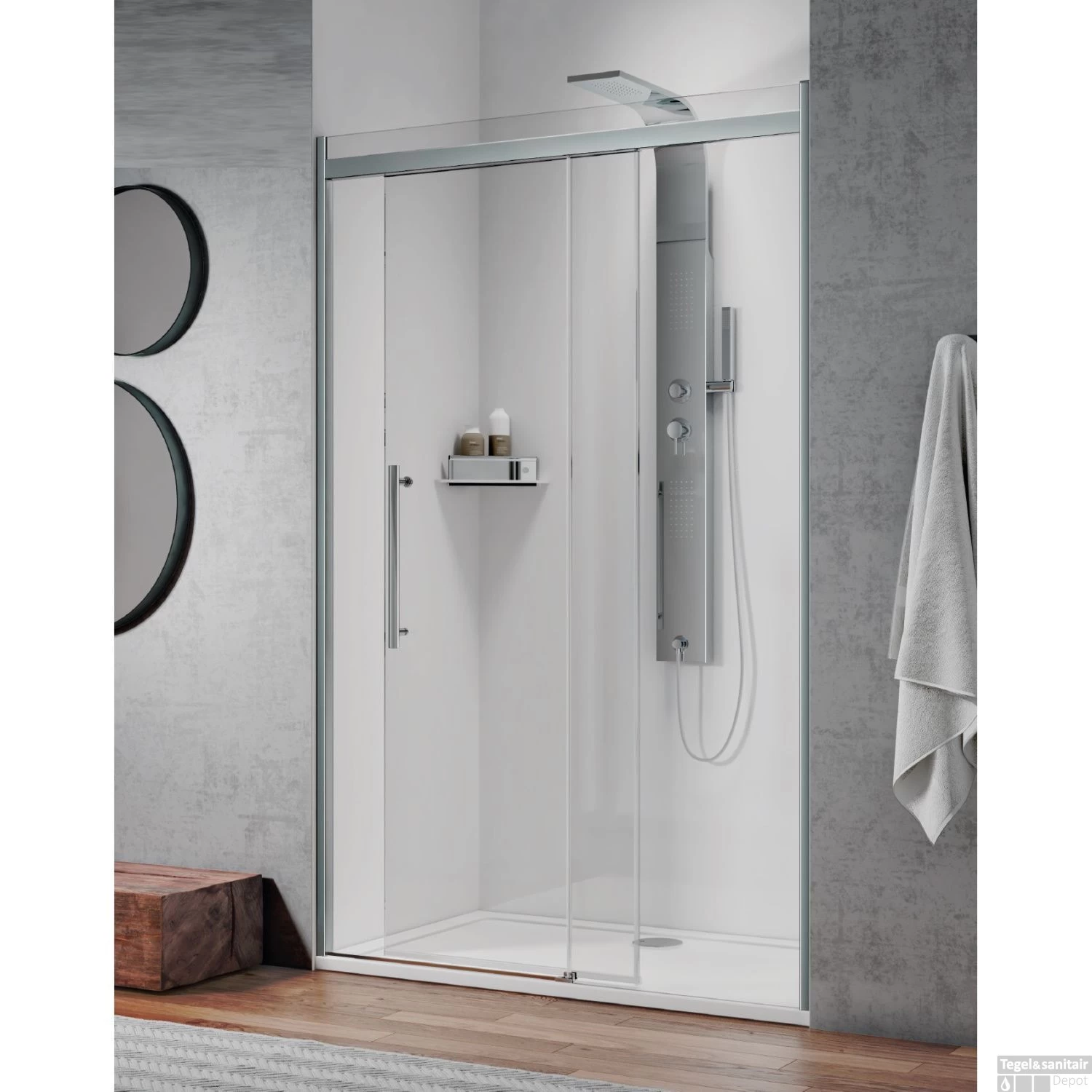 Schuifdeur Tweedelig Lacus Ischia Evo Soft-Close Douchedeur Anti-Kalk Aluminium Profiel Chroom (alle Maten)