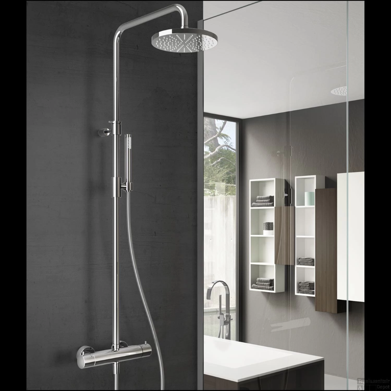 Regendoucheset Hotbath Get Together Buddy Opbouw Thermostatisch Chroom