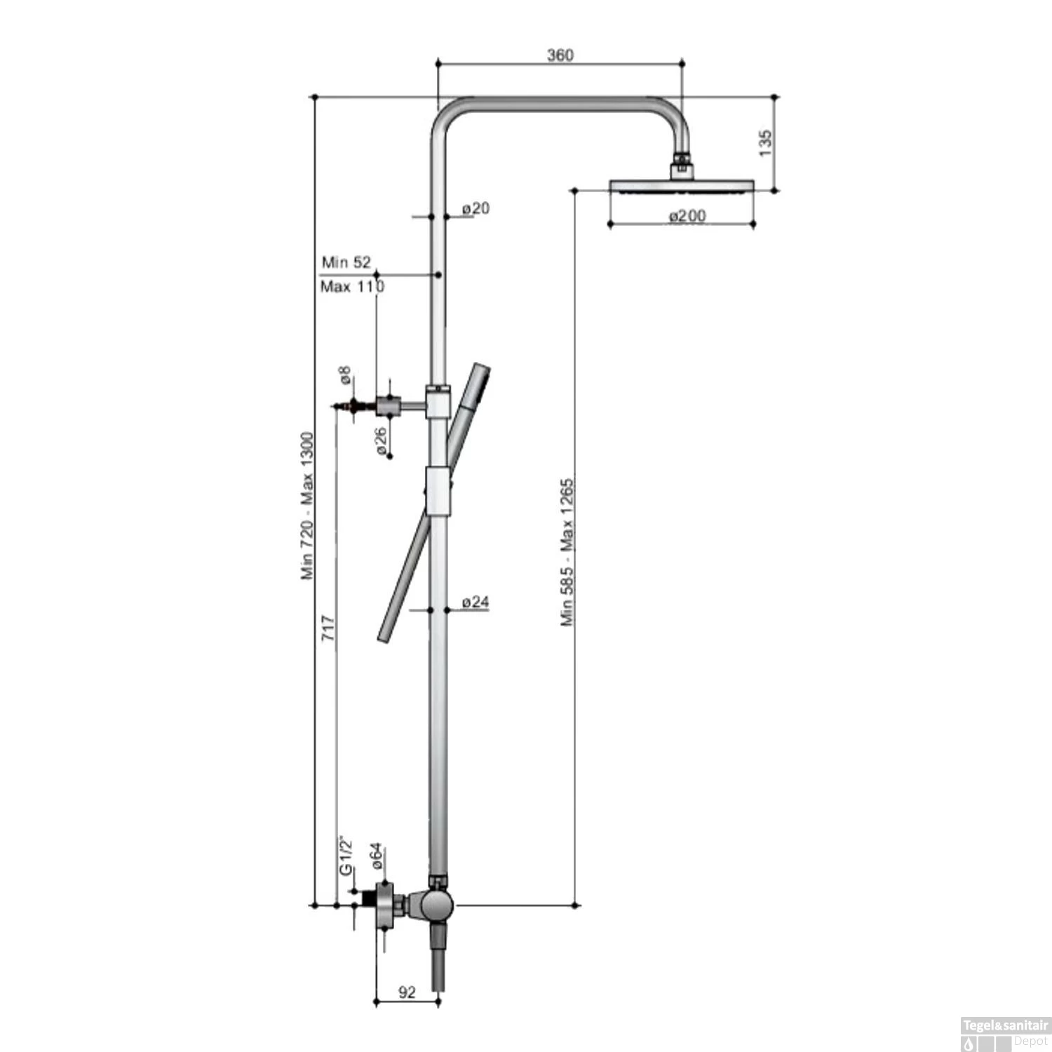 Regendoucheset Hotbath Get Together Buddy Opbouw Thermostatisch Chroom - Afbeelding 2