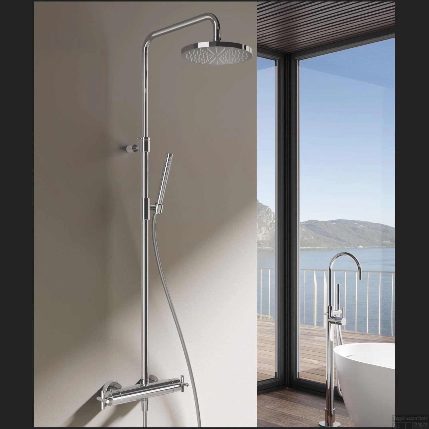 Regendoucheset Hotbath Get Together Chap Opbouw Thermostatisch Geborsteld Nikkel