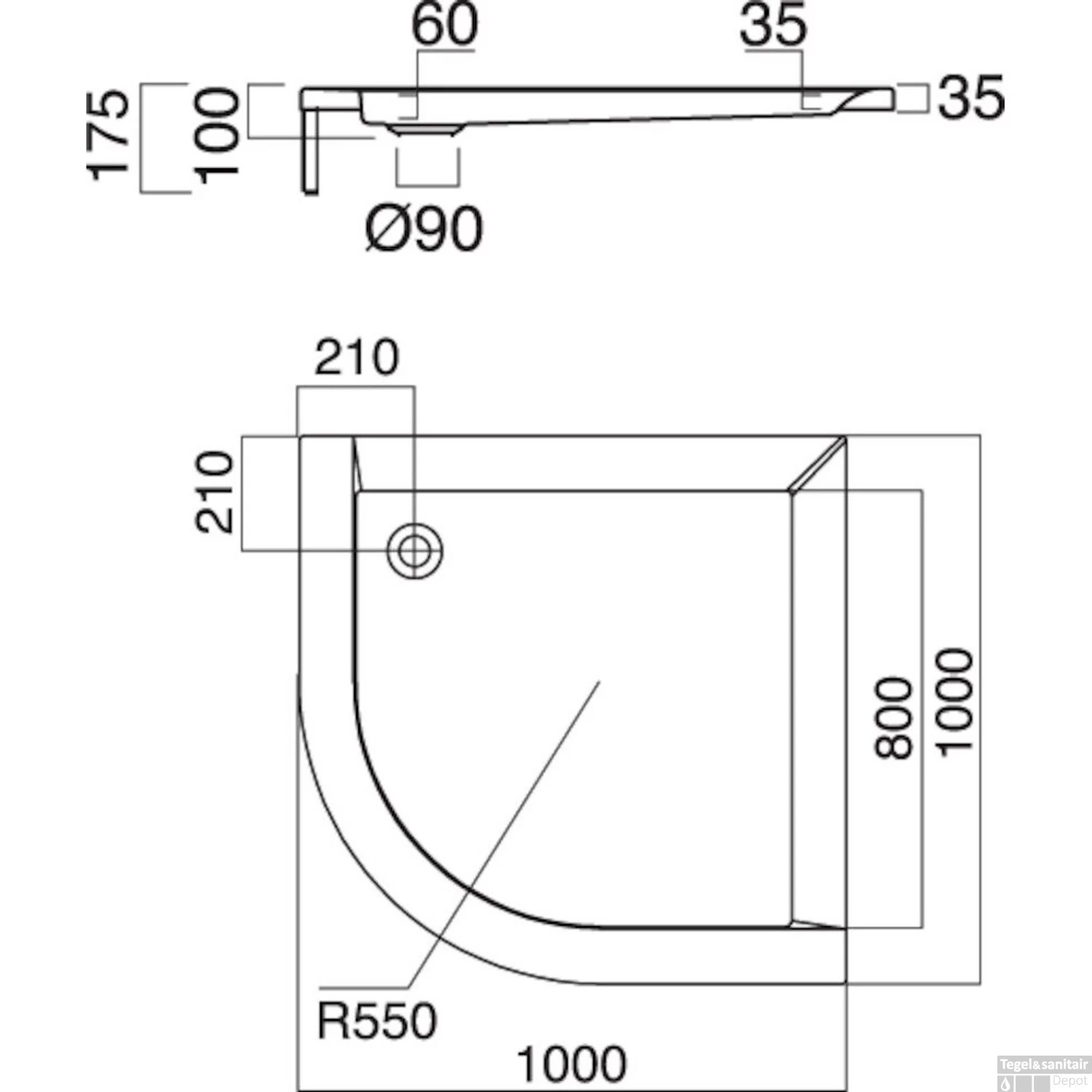 Sealskin Senso Douchebak Kwartrond 100x100 Cm Wit - Afbeelding 2