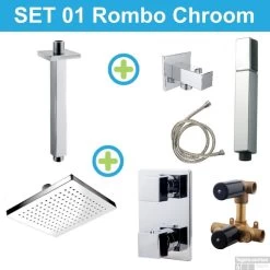 Wiesbaden Inbouw Regendouche Set 01 Rombo Chroom