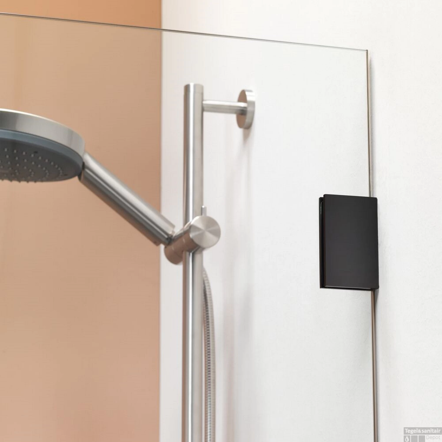 Badwand By Sealskin 'I AM' 75x160 Cm Mat Zwart 1 Deel Helder Antikalk Glas - Afbeelding 2