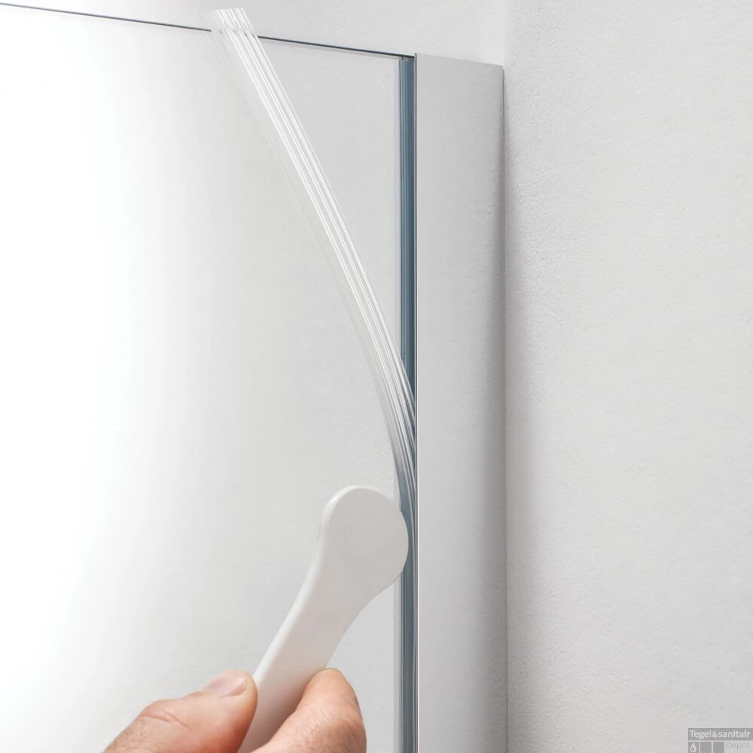 Badwand Sealskin Custom 100x140 Cm Zilver Hoogglans Helder Glas Links - Afbeelding 2