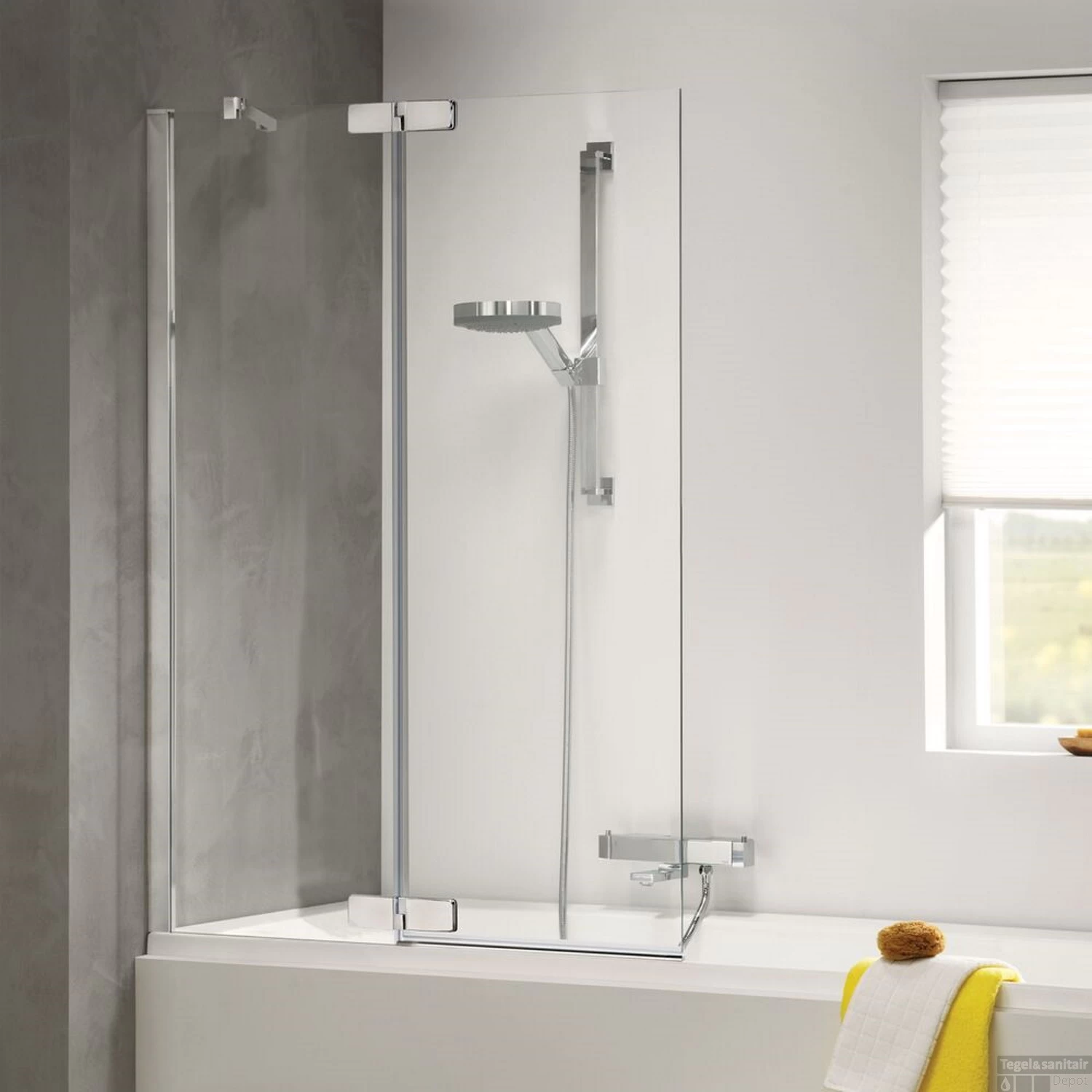 Badwand Sealskin Custom 100x140 Cm Rechts Zilver Hoogglans Helder Glas