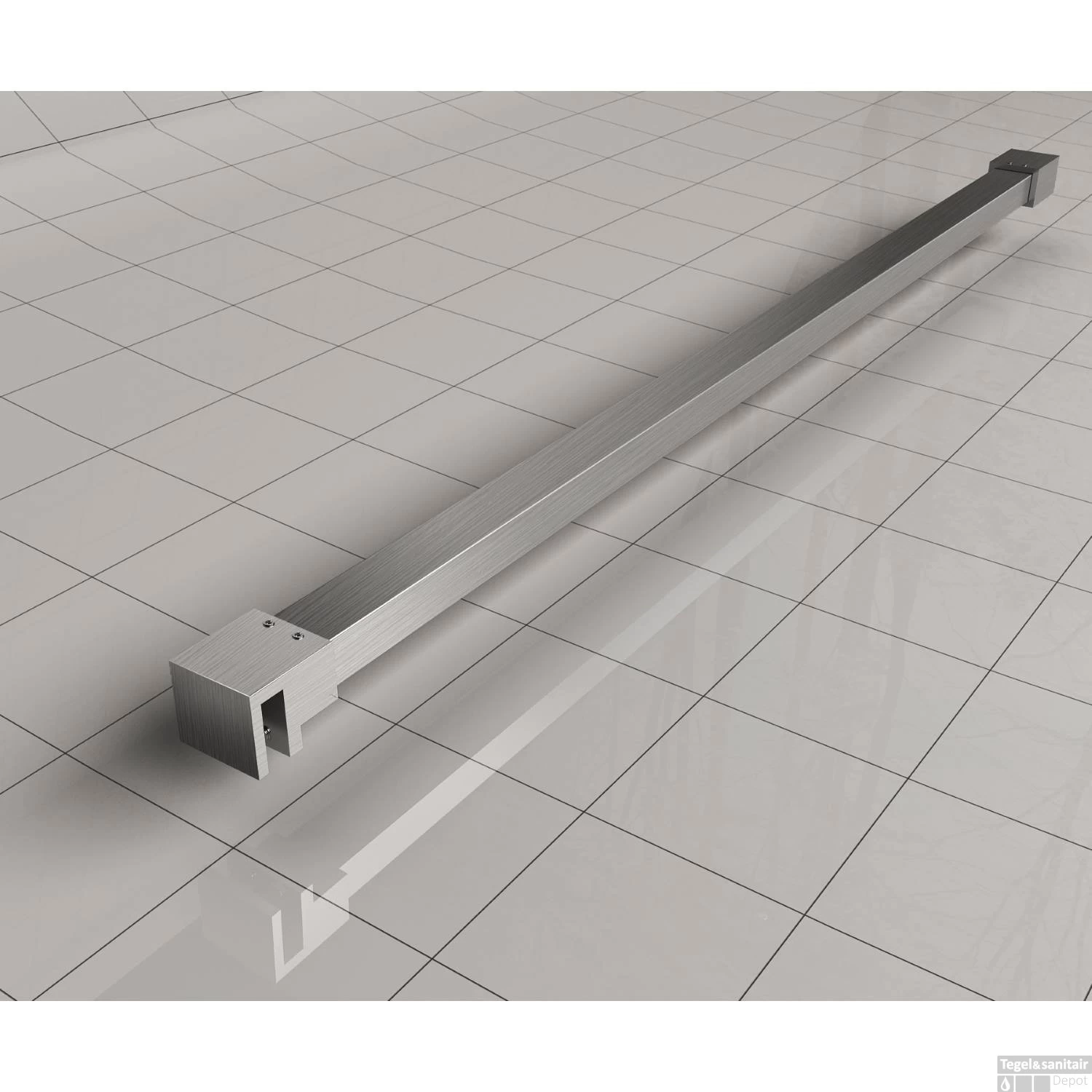 BWS Inloopdouche Pro Line Rookglas Met Middenband 110x200 8mm Nano Coating RVS Profiel En Stang - Afbeelding 5