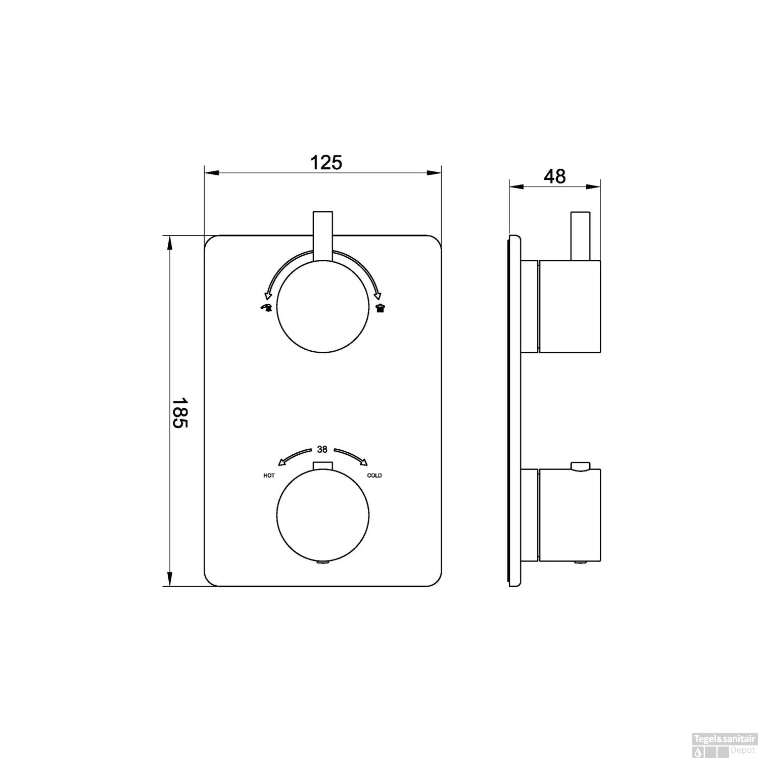Thermostatisch Inbouwdoucheset BWS Muuruitloop Rond 30 Cm Geborsteld Koper - Afbeelding 3