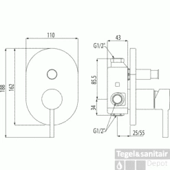 Tres Alplus Inbouw Douchekraan Met Omsteller Chroom 20318001