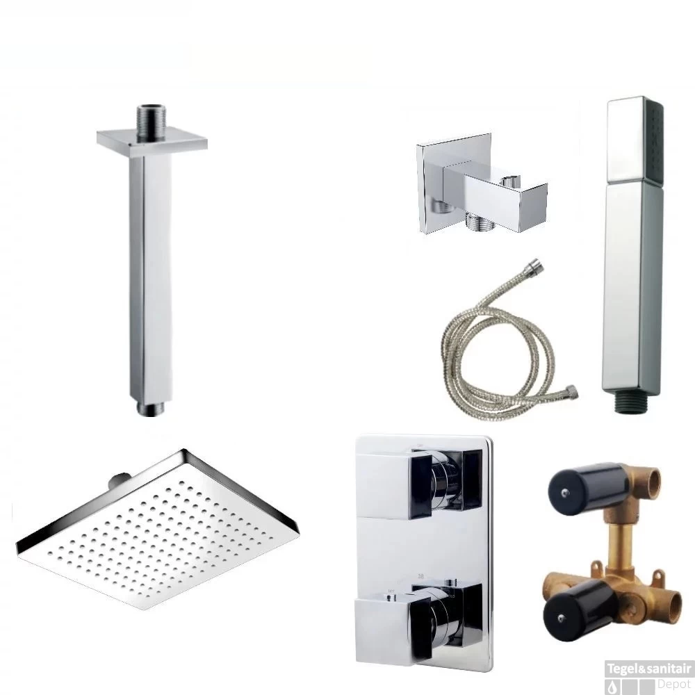 Wiesbaden Inbouw Regendouche Set 01 Rombo Chroom - Afbeelding 4