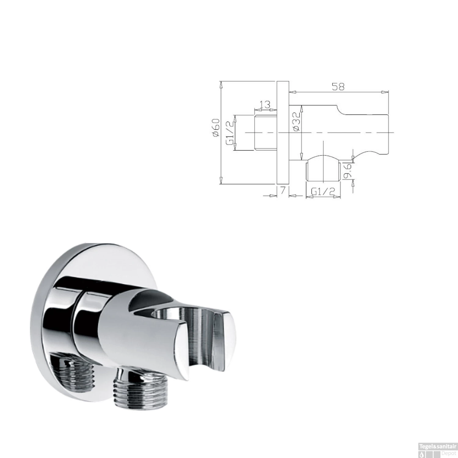 Wiesbaden Inbouw Regendouche Set 05 Caral Square Chroom - Afbeelding 5