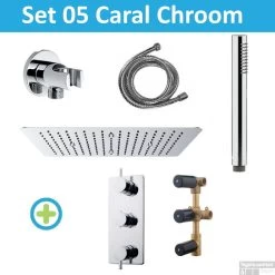 Wiesbaden Inbouw Regendouche Set 05 Caral Square Chroom