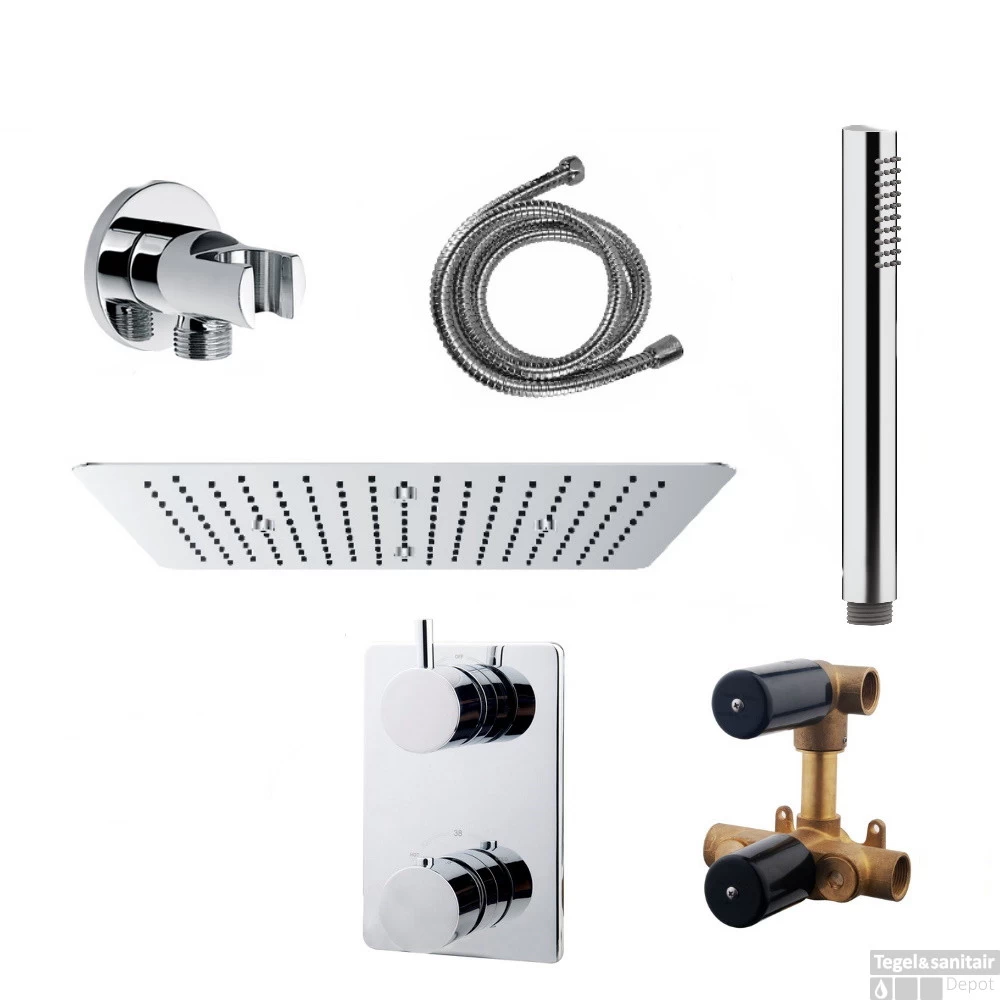 Wiesbaden Inbouw Regendouche Set 05 Caral Square Chroom - Afbeelding 8