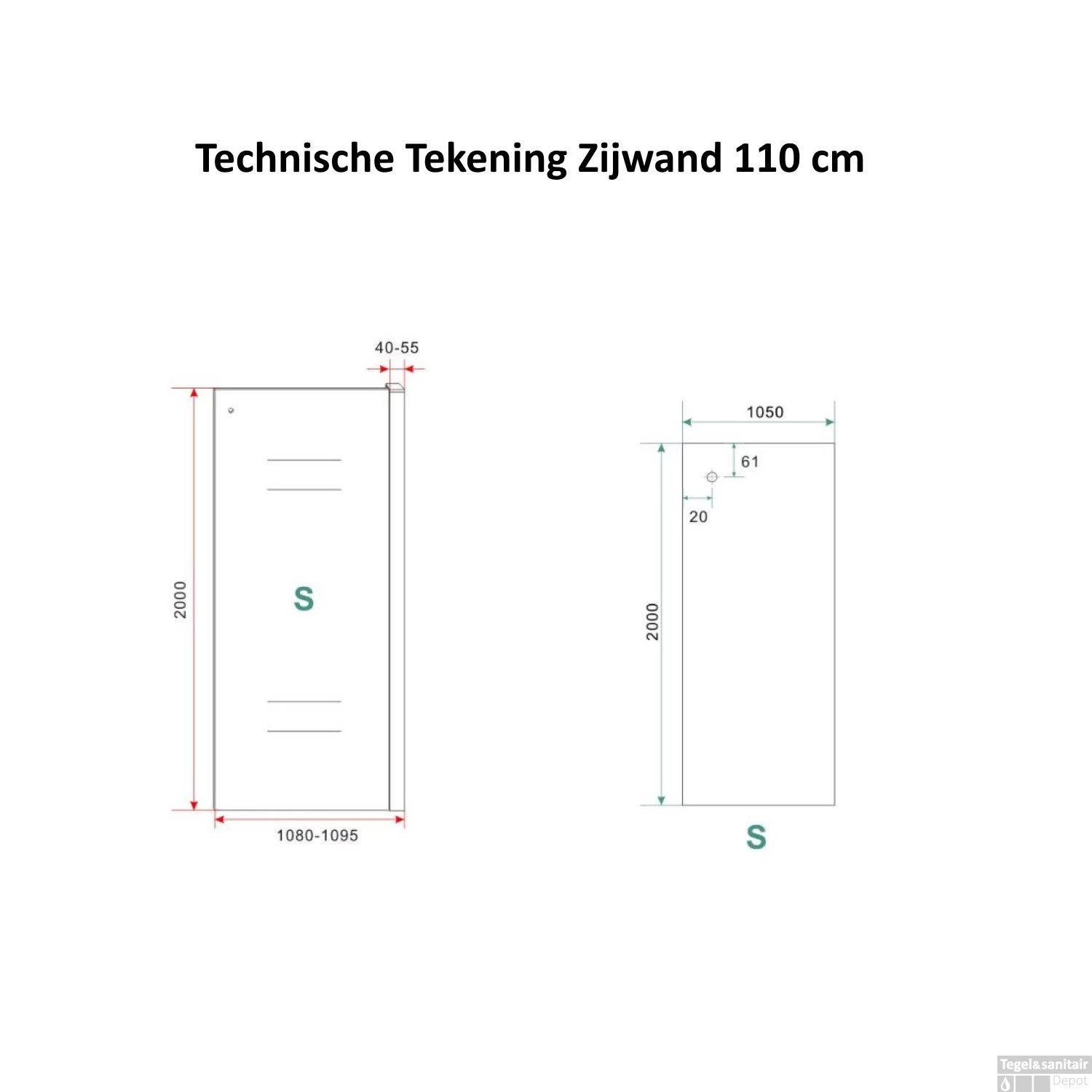 BWS Douchecabine Softclose 2.0 90x110 Cm Met Nisdeur En Zijwand 8mm Aluminium NANO Coating - Afbeelding 5